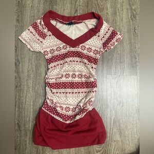 Eye Candy Fair Isle Heart Sweater Top Small Red Cream Nordic Juniors L Y2K